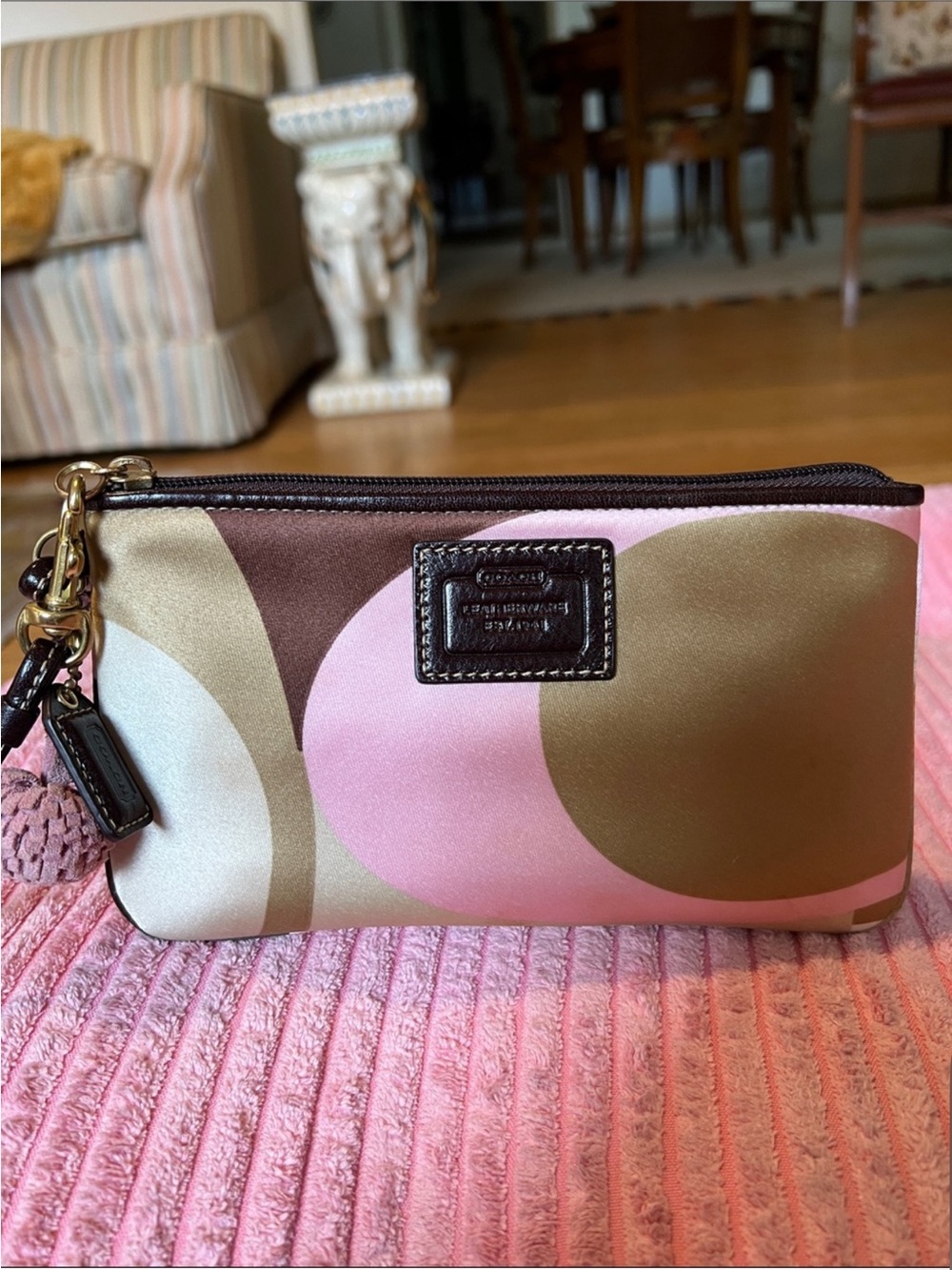Coach Pink & Olive Signature Wristlet Leatherware 1941 Line - Picture 2 of 15